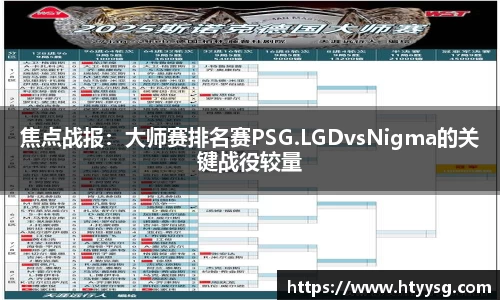 焦点战报：大师赛排名赛PSG.LGDvsNigma的关键战役较量
